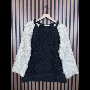 IRO Sweater 38 / US Medium Black Virgin Wool Alpaca Teddy Fleece Pullover Chunky